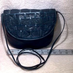 Neiman Marcus blue woven leather crossbody bag